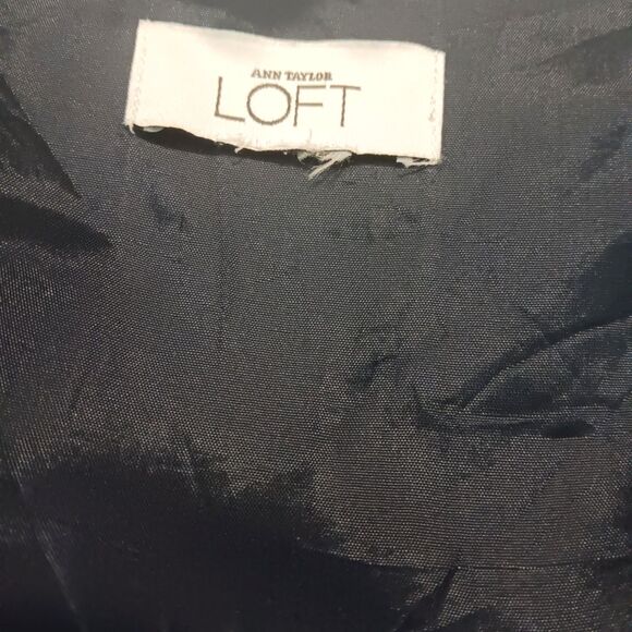 Ann Taylor Loft Dress Sz 14/16 Navy White Floral Sleeveless A Line Button Detail - Picture 13 of 13